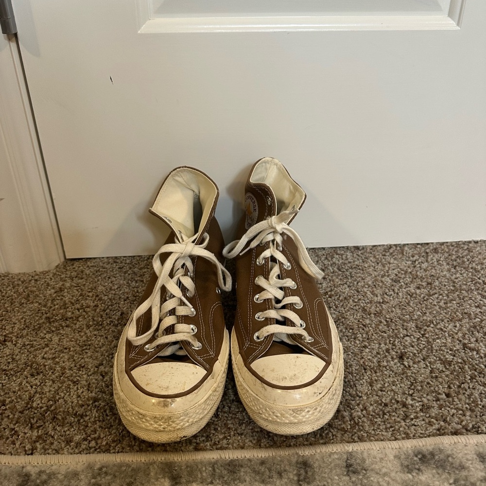 Converse Brown and White High-Top Sneakers - CARHARTT SZ M10/W12